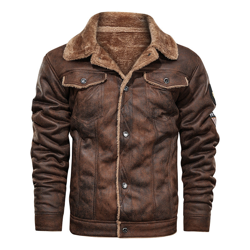 Herren Winterjacke Bomberstil mit Kunstfellfutter & Aufnähern