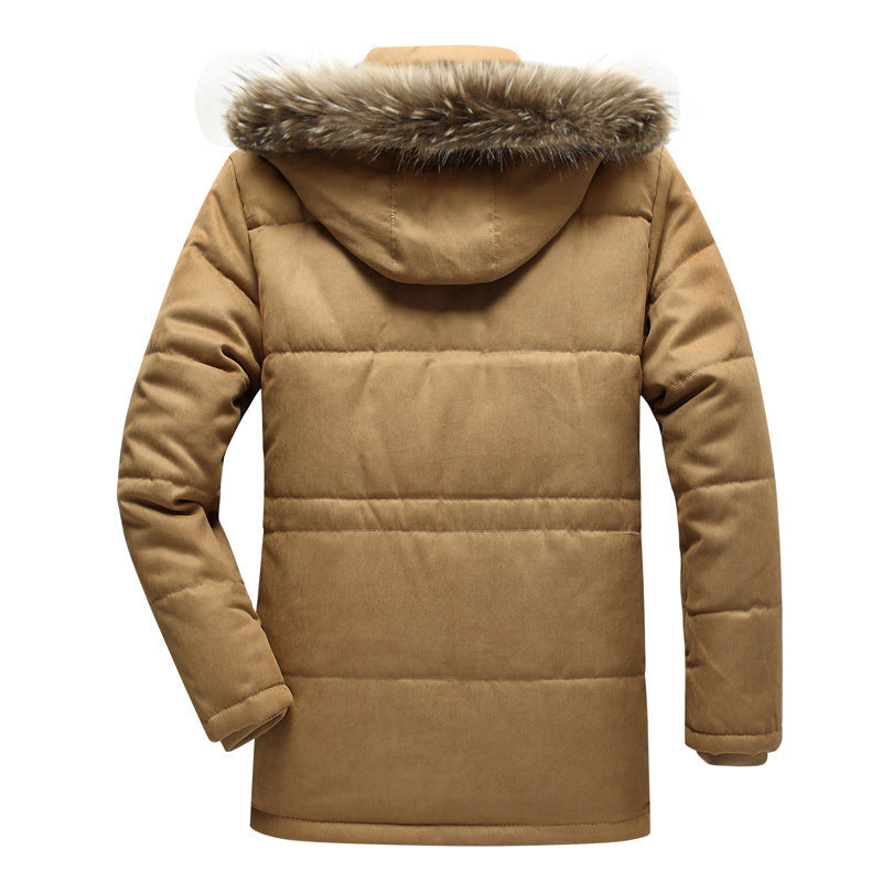 Herren Winterjacke mit Kapuze, Pelzbesatz und Fleecefutter