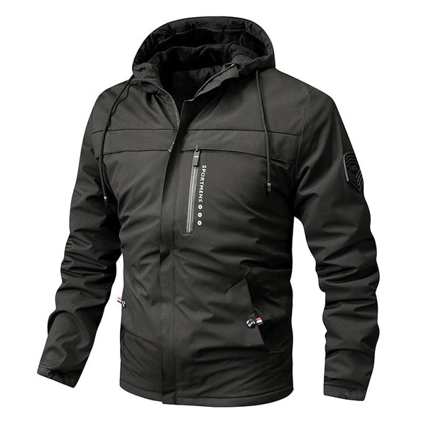 Herren Outdoor Jacke mit Kapuze & Reißverschlüssen, wattiert