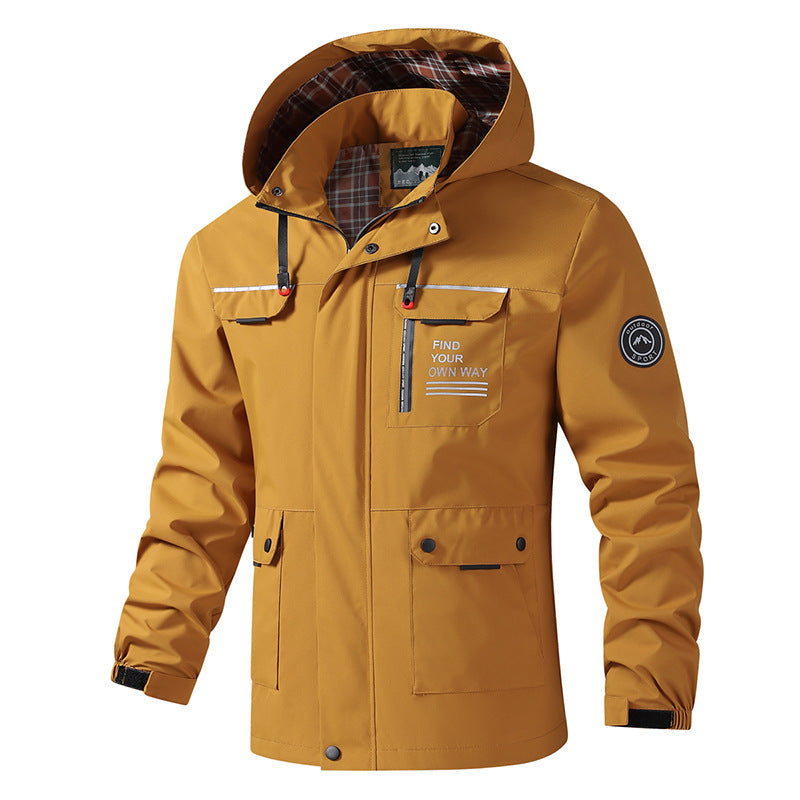 Herren Outdoor Jacke mit Kapuze & Karofutter, Wetterfest