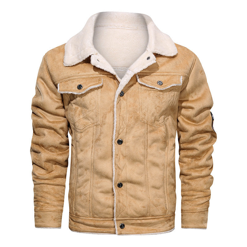 Herren Winterjacke Bomberstil mit Kunstfellfutter & Aufnähern