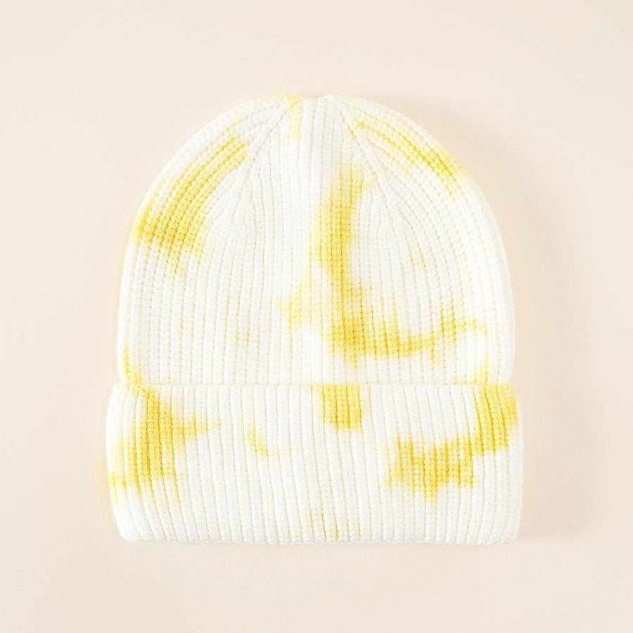 Unisex Beanie Mütze im Tie-Dye Rippstrick-Design