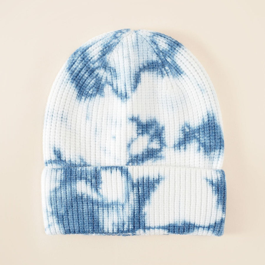 Unisex Beanie Mütze im Tie-Dye Rippstrick-Design