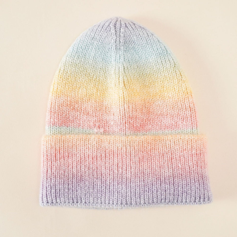 Mütze Strickmütze Beanie im Ombré-Farbverlauf mit Umschlag