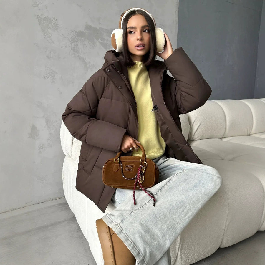 Damen Steppjacke mit Kapuze, kurze Puffajacke in verschiedenen Farben