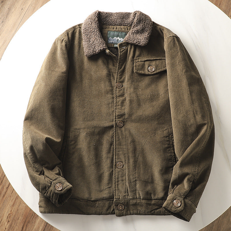 Corduroy herenjas met teddyvoering en kraag