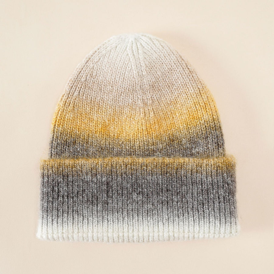 Mütze Strickmütze Beanie im Ombré-Farbverlauf mit Umschlag