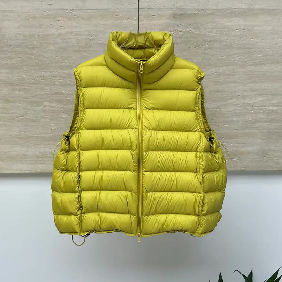 Uniseks gewatteerde bodywarmer met opstaande kraag, mouwloos model met ritssluiting