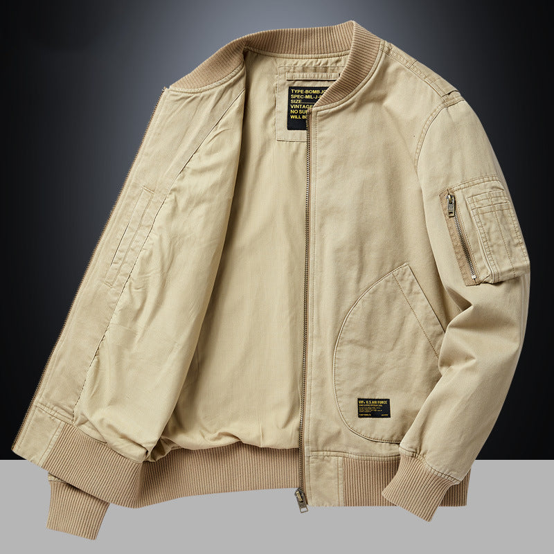 Bomberjack voor heren, vrijetijdsjack met ritssluiting en geribde boorden