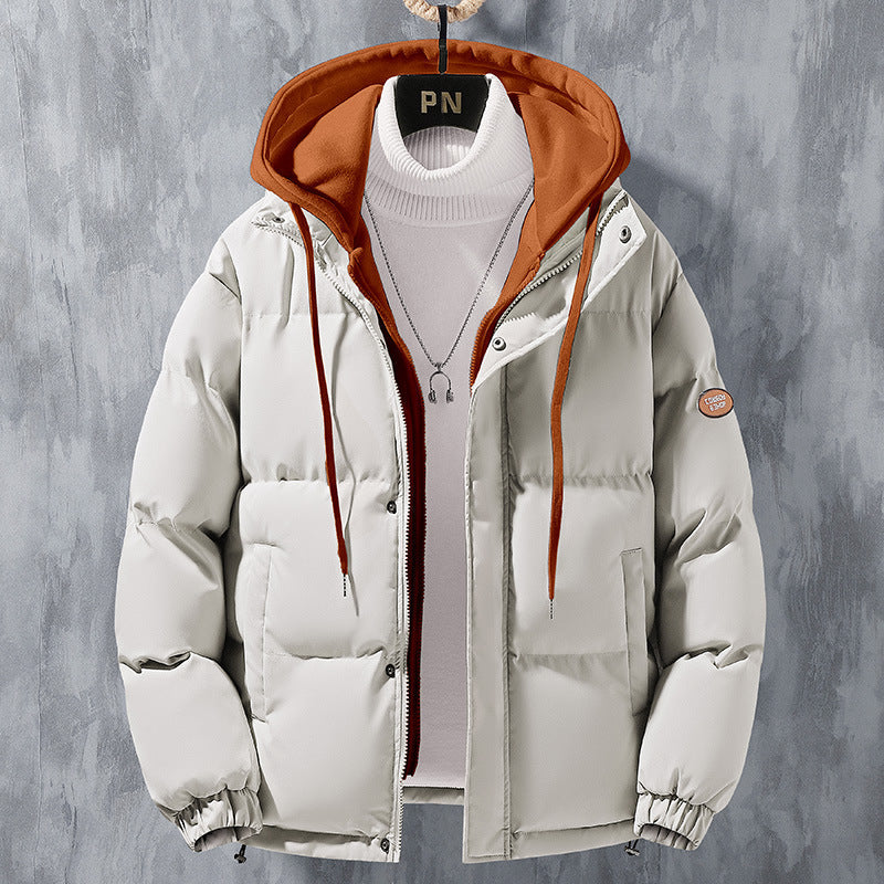 Unisex gewatteerde winterjas met capuchon en ritssluiting, gevoerd