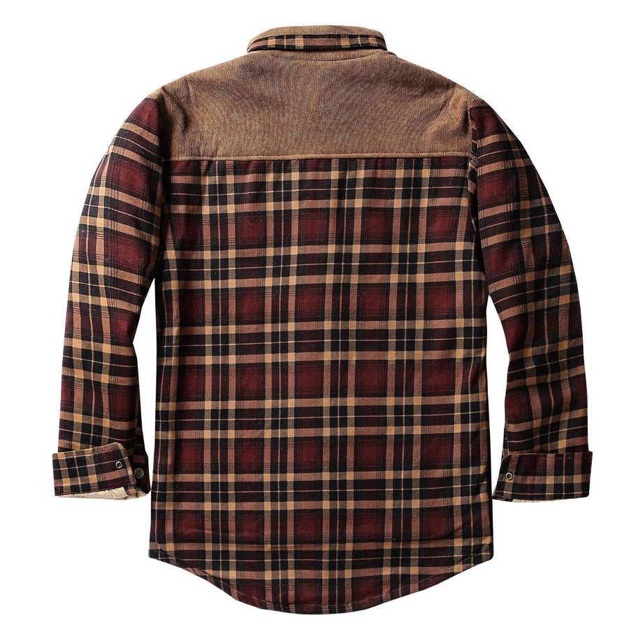 Geruit flanellen overhemd met teddyvoering en corduroy-details voor heren