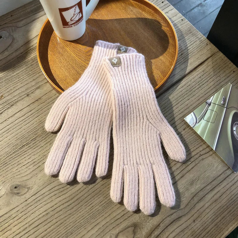 Unisex Winterhandschuhe Strickhandschuhe Gerippt mit Label-Detail