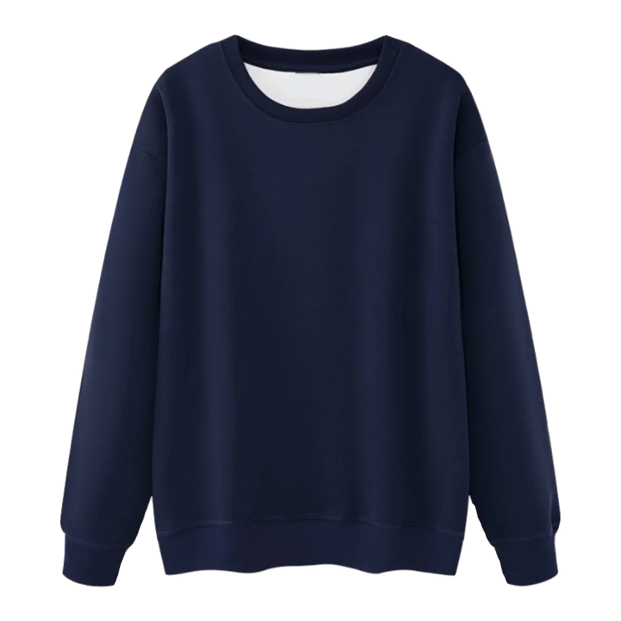 Unisex sweater met lange mouwen en ronde hals, gevoerd met fleece