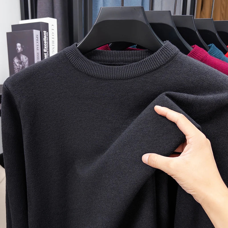 Unisex basic trui met ronde hals, lange mouwen en breisel
