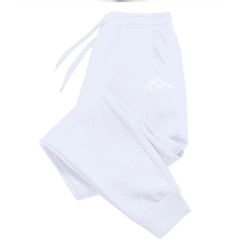 Unisex Jogginghose mit Kordelzug und Berg-Print, bequeme Freizeithose