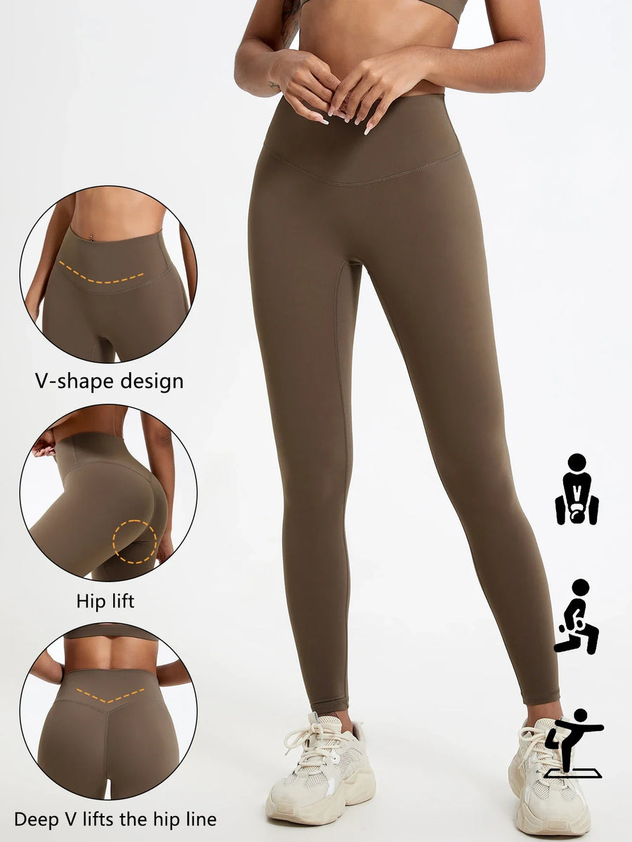 Sportlegging voor dames met hoge taille, V-design en liftend effect voor de billen