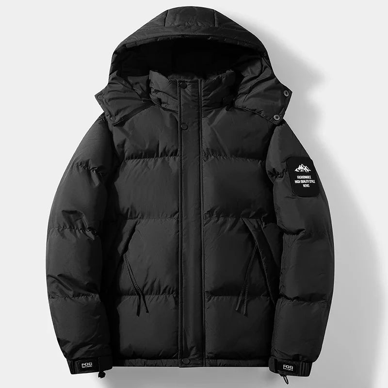 Unisex Winter Steppjacke mit Kapuze und Patches - Warm & Bequem