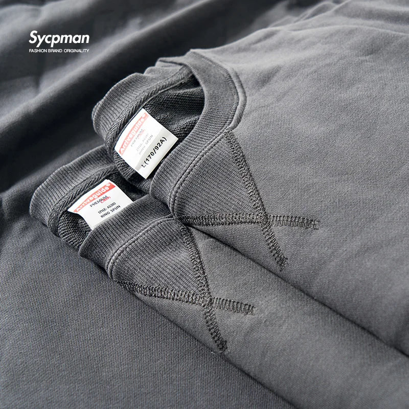 Unisex sweatshirt met ronde hals, lange mouwen, katoenmix, gemêleerd grijs