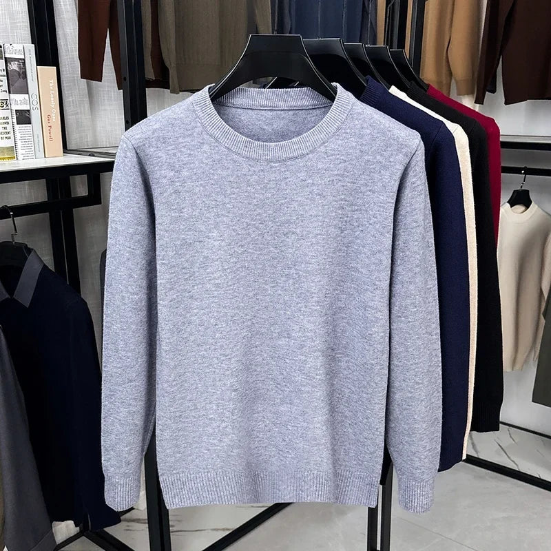 Unisex pullover met lange mouwen, ronde hals, fijngebreid, beige