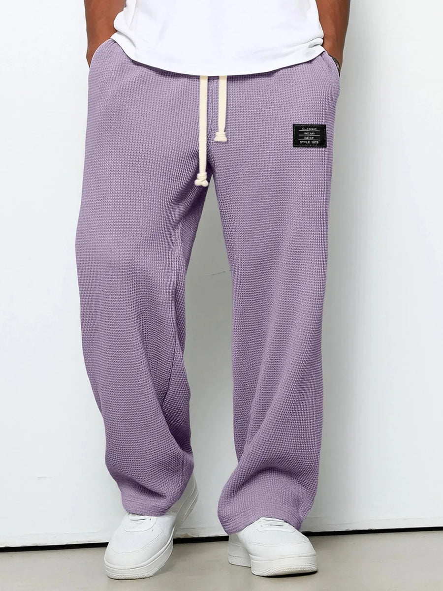 Unisex Waffel-Jogginghose mit Kordelzug und weitem Bein