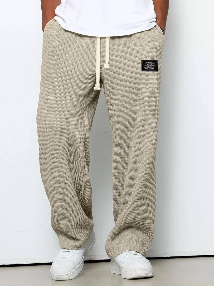 Unisex Waffel-Jogginghose mit Kordelzug und weitem Bein