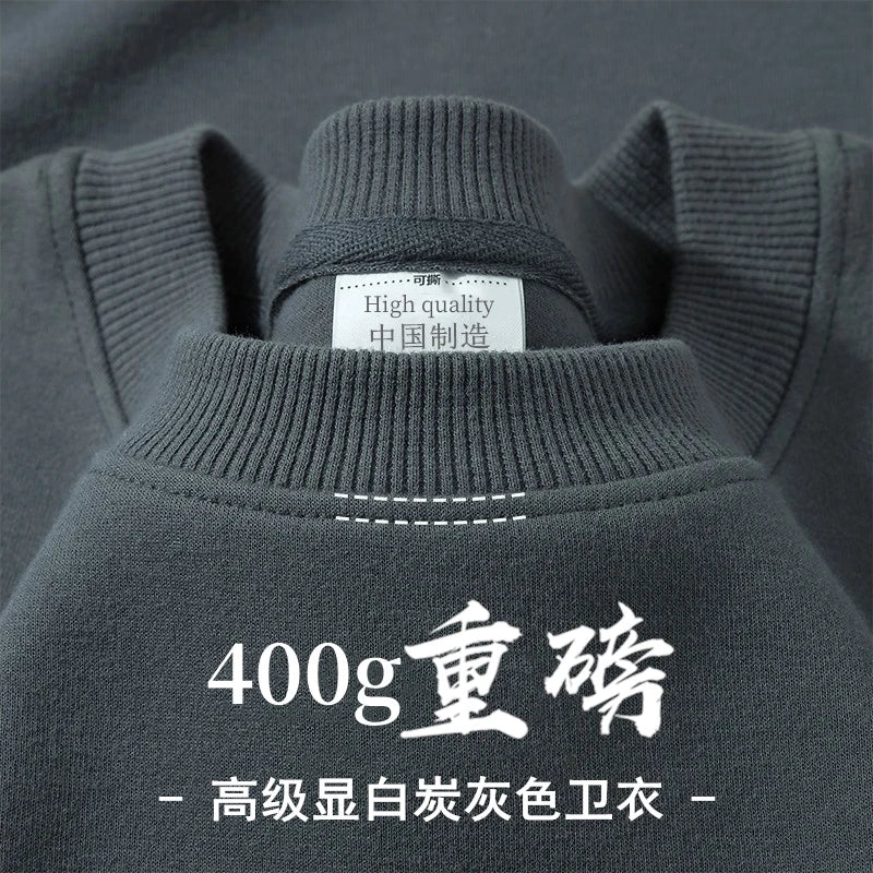 Unisex sweater met lange mouwen en ronde hals, gevoerd met fleece