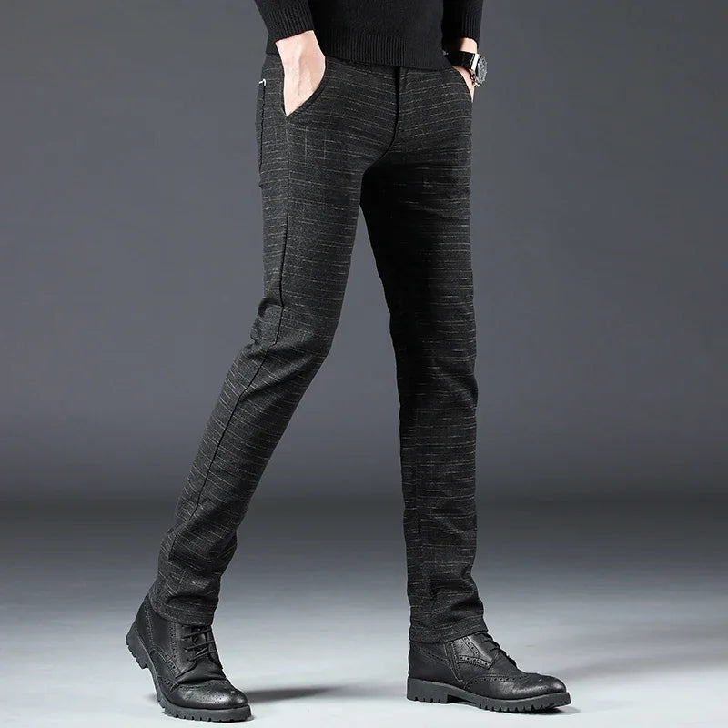 Geruite en gestreepte herenbroek, slim fit, elegant
