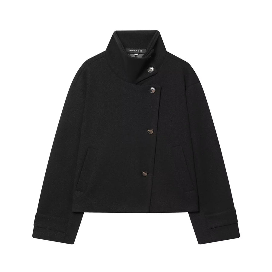 Damen Kurzjacke mit Stehkragen und seitlicher Knopfleiste