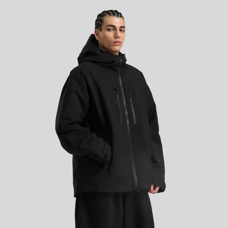 Winter Skijacke Snowboardjacke mit Kapuze und Reißverschlüssen Herren