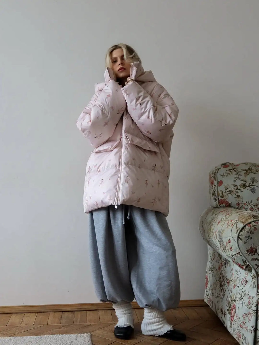 Damen Steppjacke mit Kapuze und passender Mütze, gefüttert
