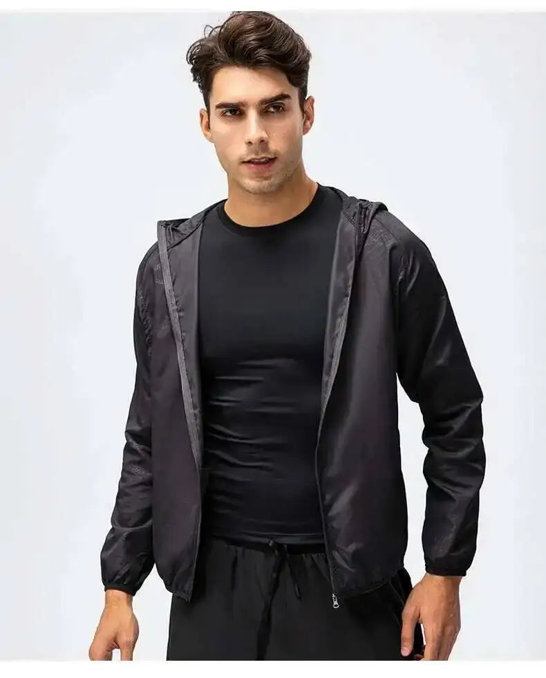 Unisex Leichte Kapuzenjacke Windbreaker mit Reißverschluss