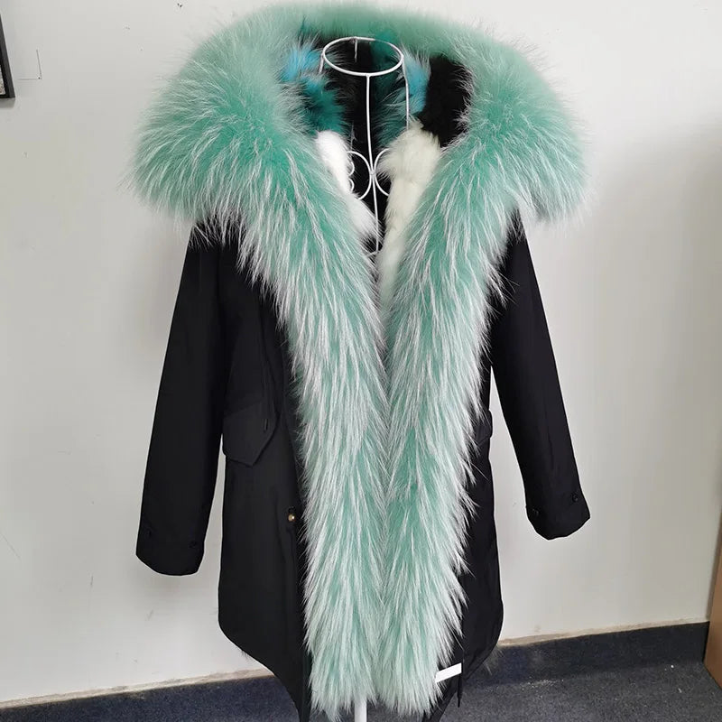 Damen Winterparka mit abnehmbarem Kunstpelzbesatz und Futter