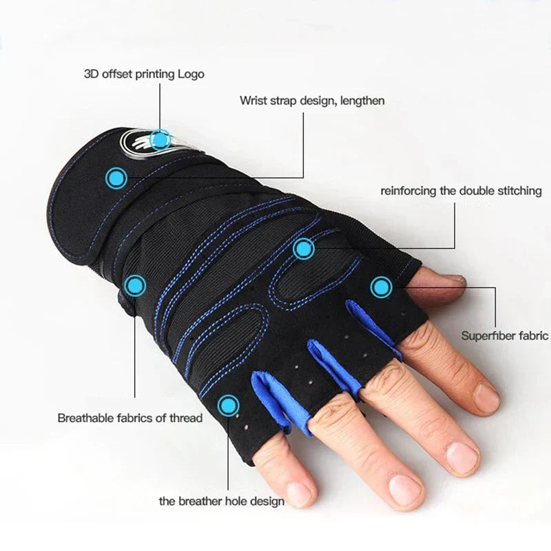 Unisex Fitnesshandschuhe Schwarz Kurzfinger Gewichtheben Training rutschfest mit Handgelenkstütze