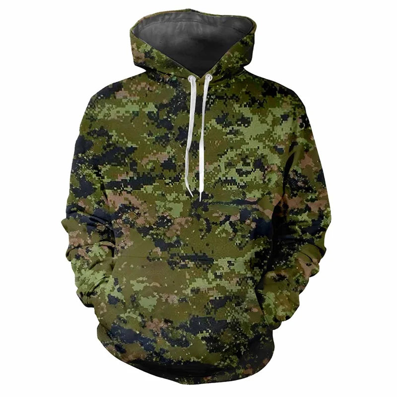 Hoodie met capuchon, camouflagepatroon, kangoeroezak, unisex