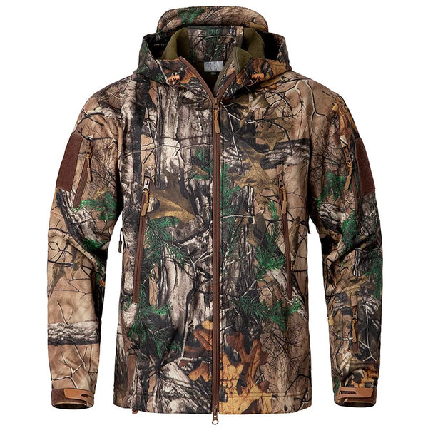 Herren Tarnmuster Outdoor Jacke mit Kapuze und Reißverschluss