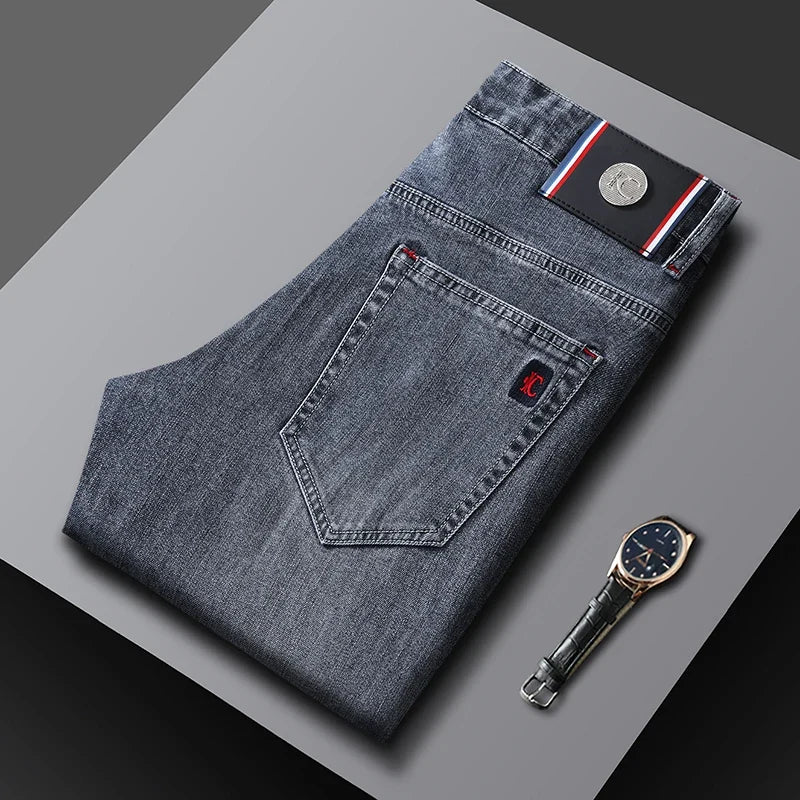 Donkergrijze jeans voor heren, regular fit, denim