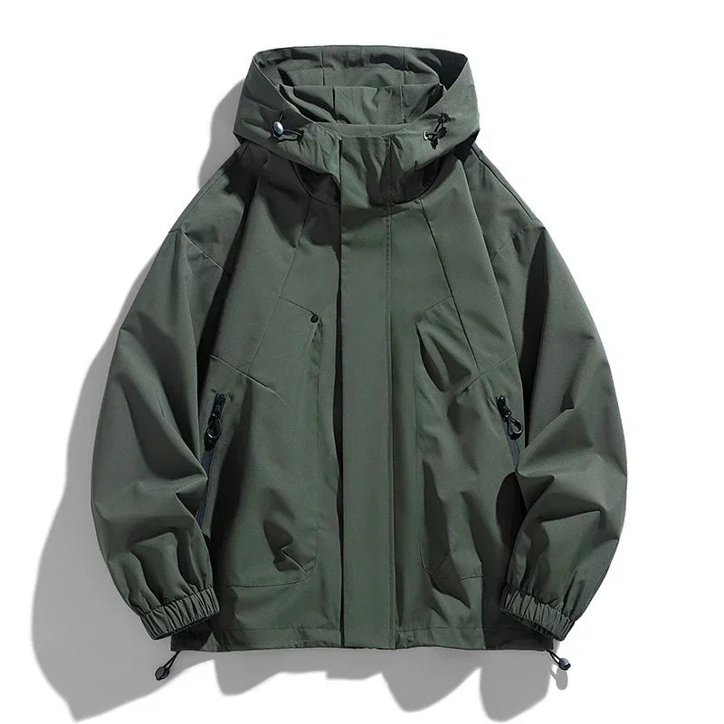 Unisex Kapuzenjacke Freizeitjacke mit Reißverschlusstaschen Schwarz