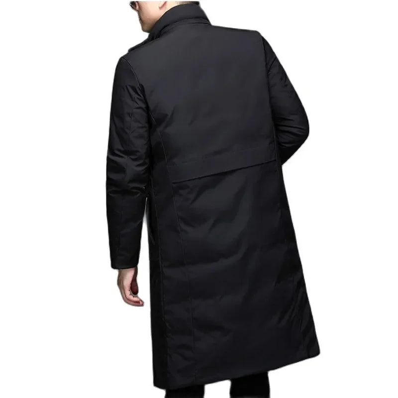 Herren Winterparka Schwarz Lang mit Kapuze