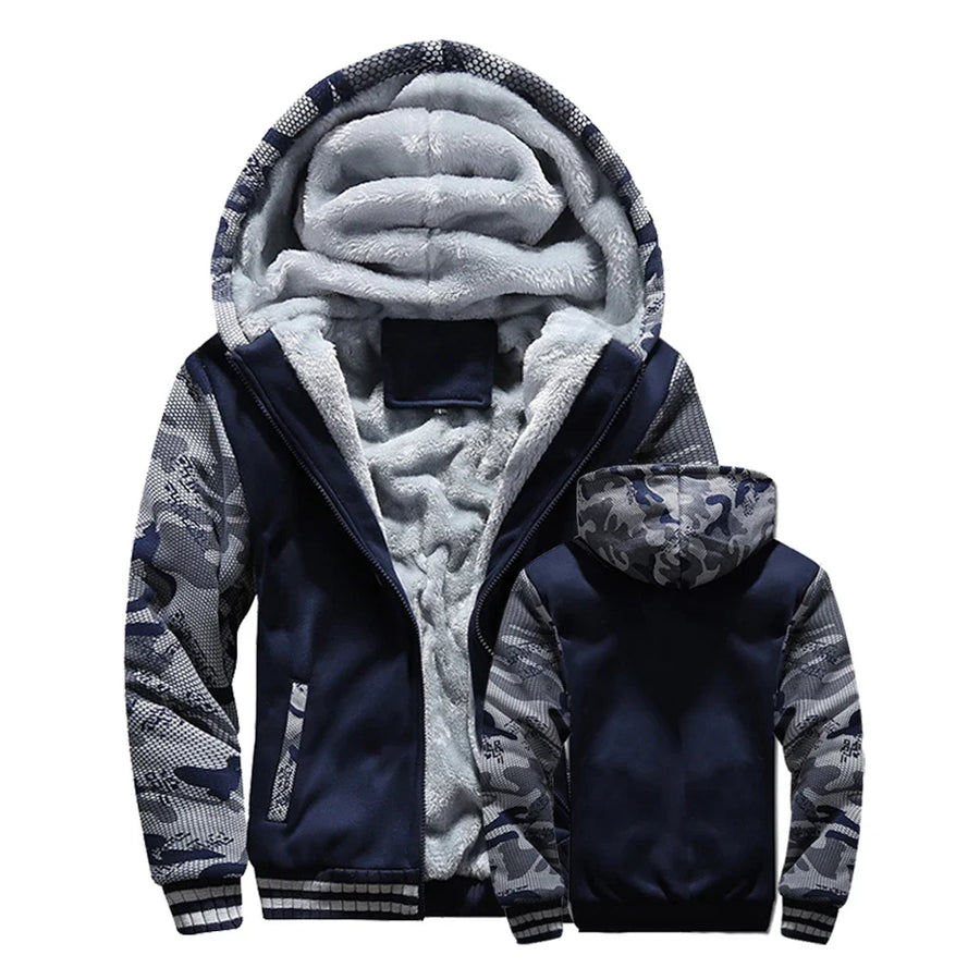 Herren Hoodie Jacke mit Reißverschluss und Plüschfutter, verschiedene Farben