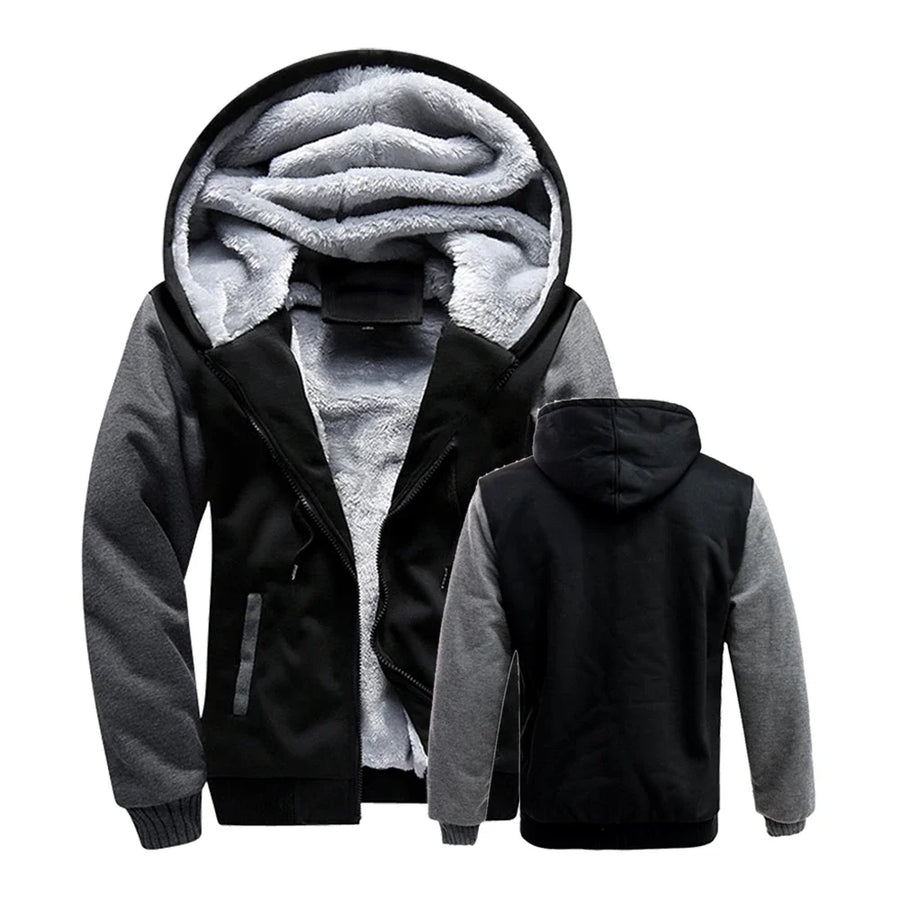 Herren Hoodie Jacke mit Reißverschluss und Plüschfutter, verschiedene Farben