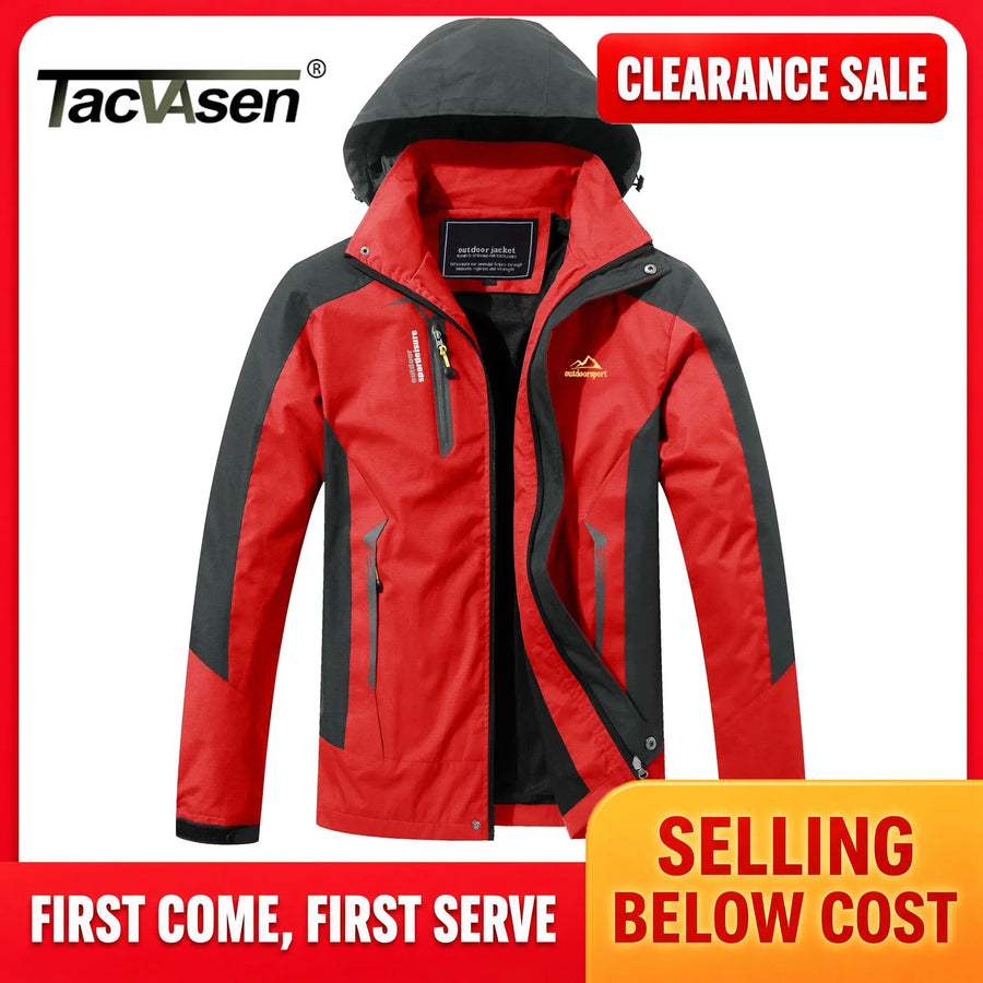 Outdoor Jacke mit Kapuze für Herren, Zweifarbig, Reißverschluss, Wasserabweisend