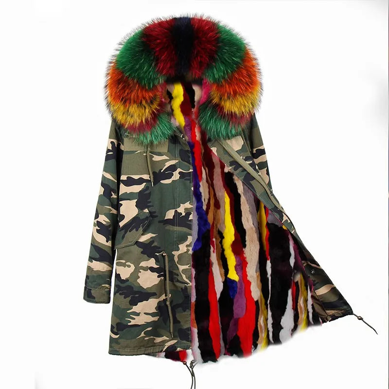 Damen Winterparka mit abnehmbarem Kunstpelzbesatz und Futter