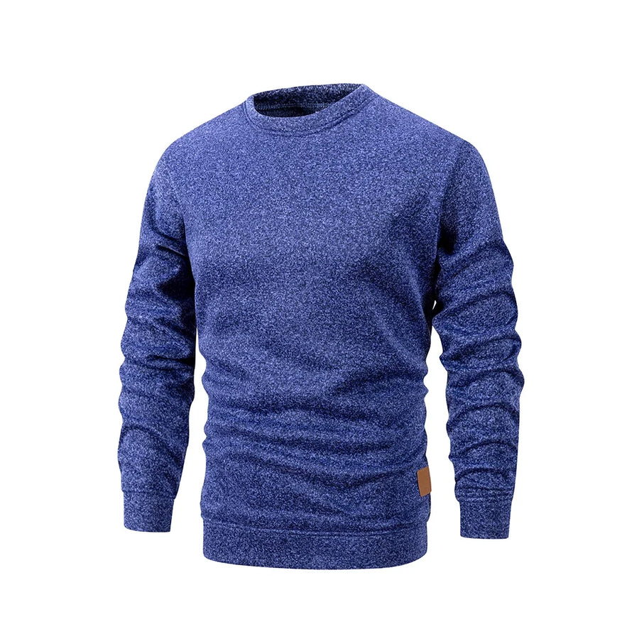Heren casual trui met ronde hals, lange mouwen en gemêleerde look