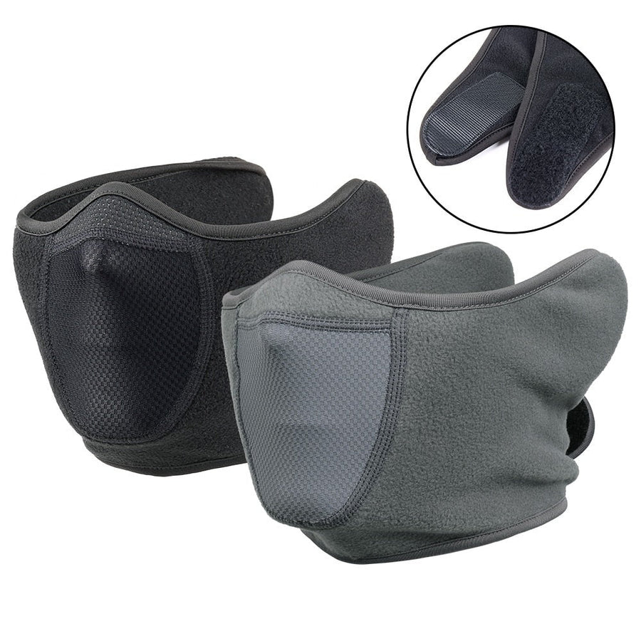 Wintergezichtsmasker zwart grijs, bescherming tegen de kou, warme nekwarmersjaal, skimasker met klittenbandsluiting