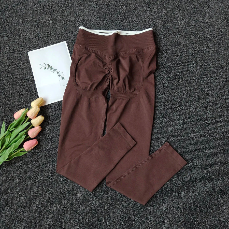High-waist scrunch-buttlegging met rimpeldetail in verschillende kleuren