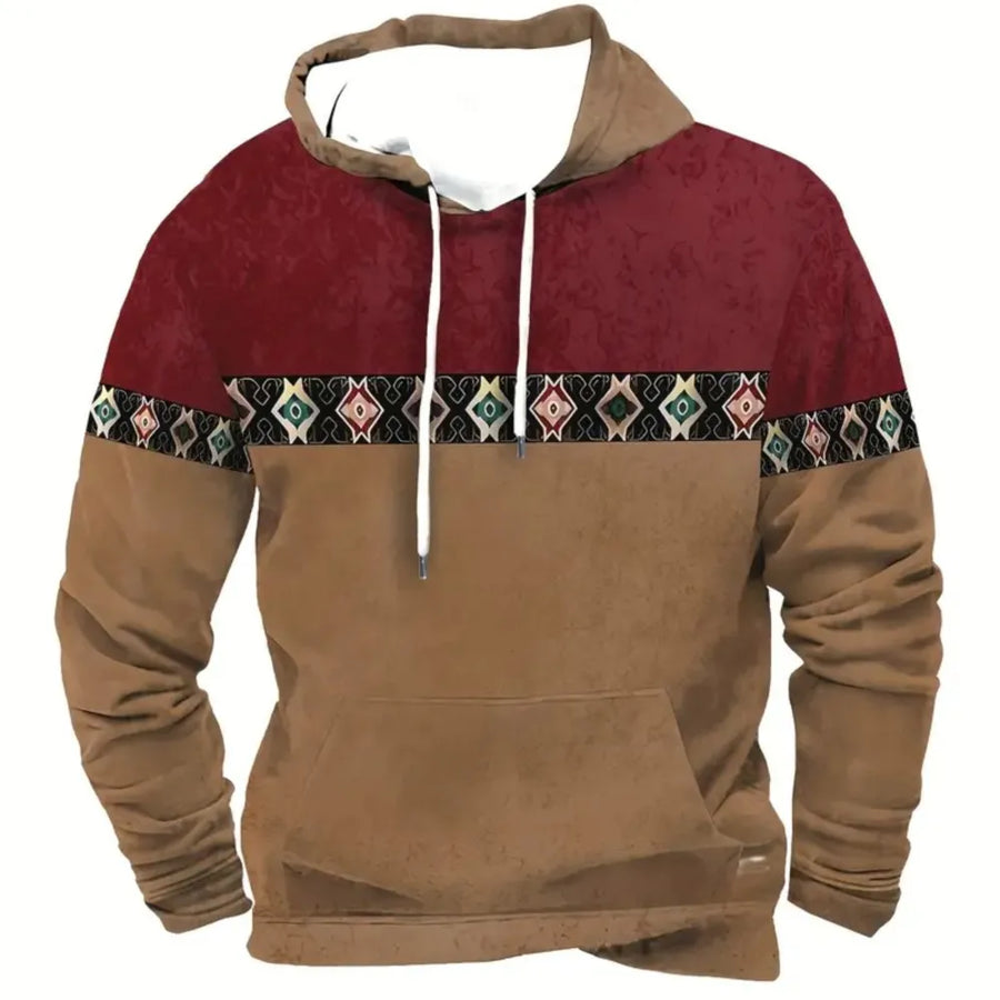 Hoodie mit Motivdruck, Kängurutasche, Kapuze und Kordelzug