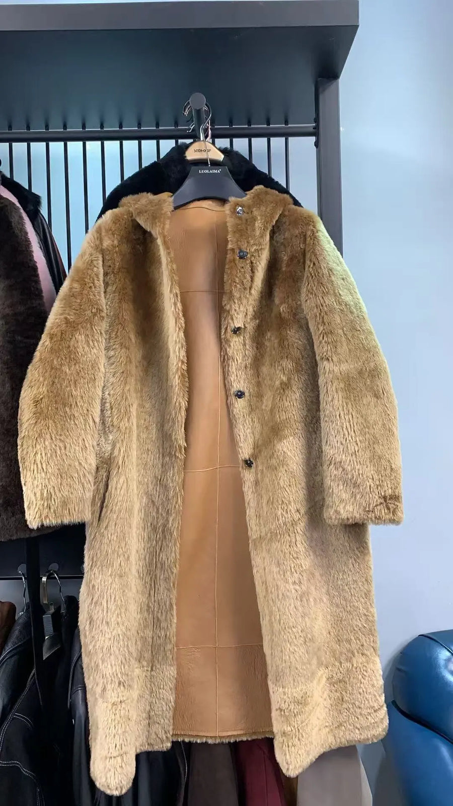 Brauner Wende-Kurzmantel mit Kapuze für Damen