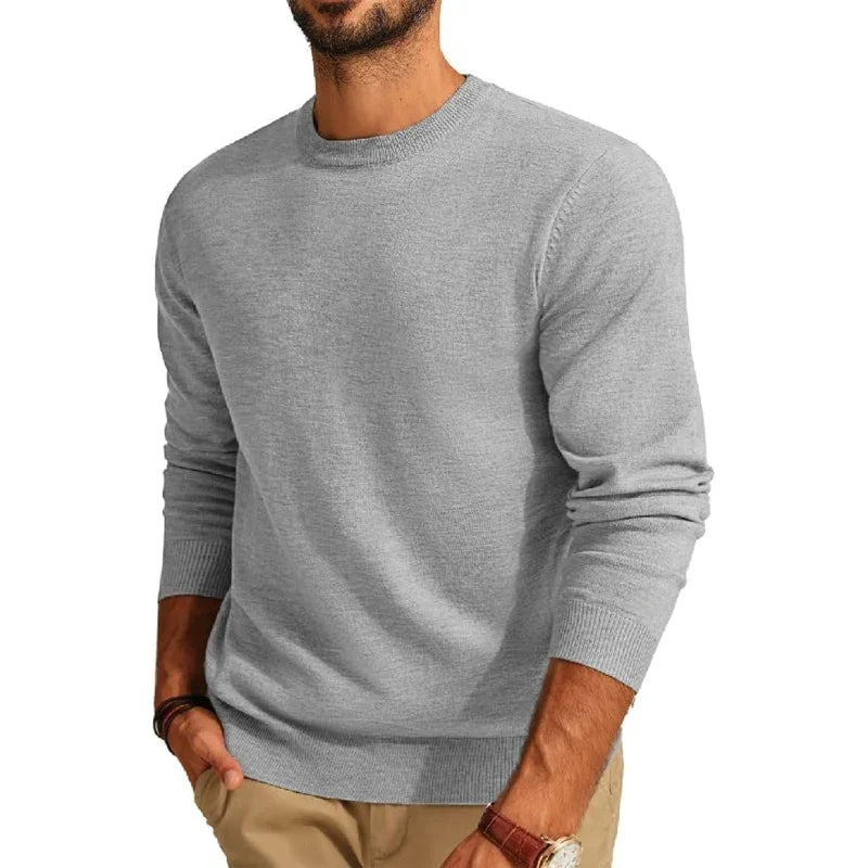 Heren pullover met ronde hals in wijnrood