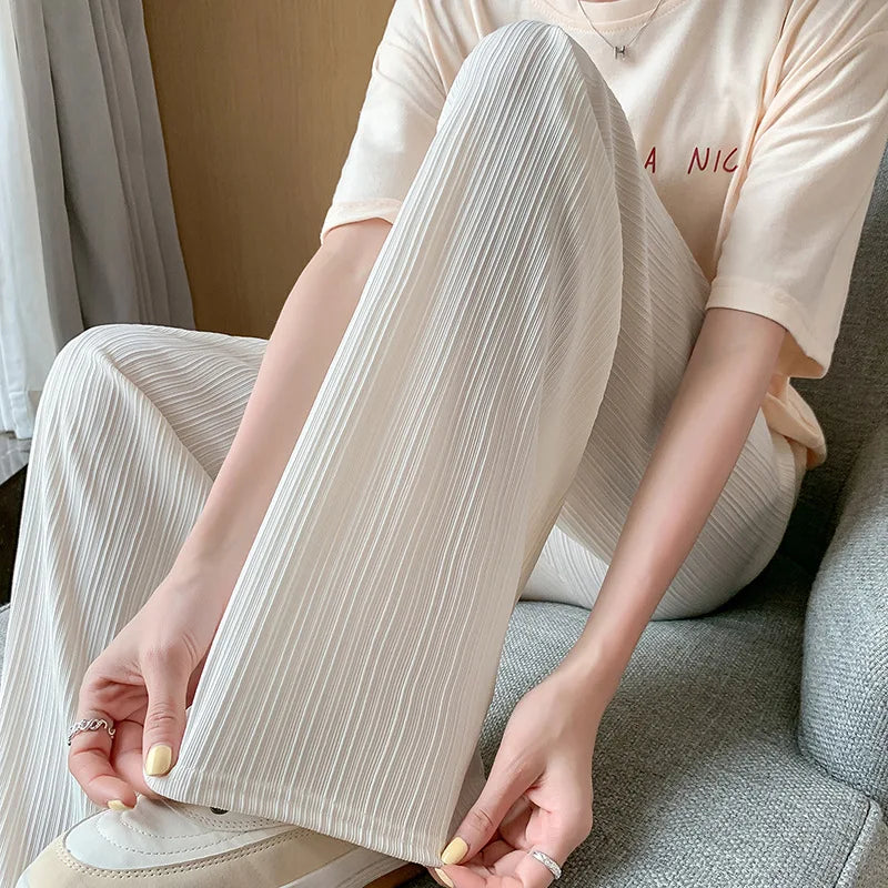 Dameswijde plissébroek met hoge taille - casual en elegant