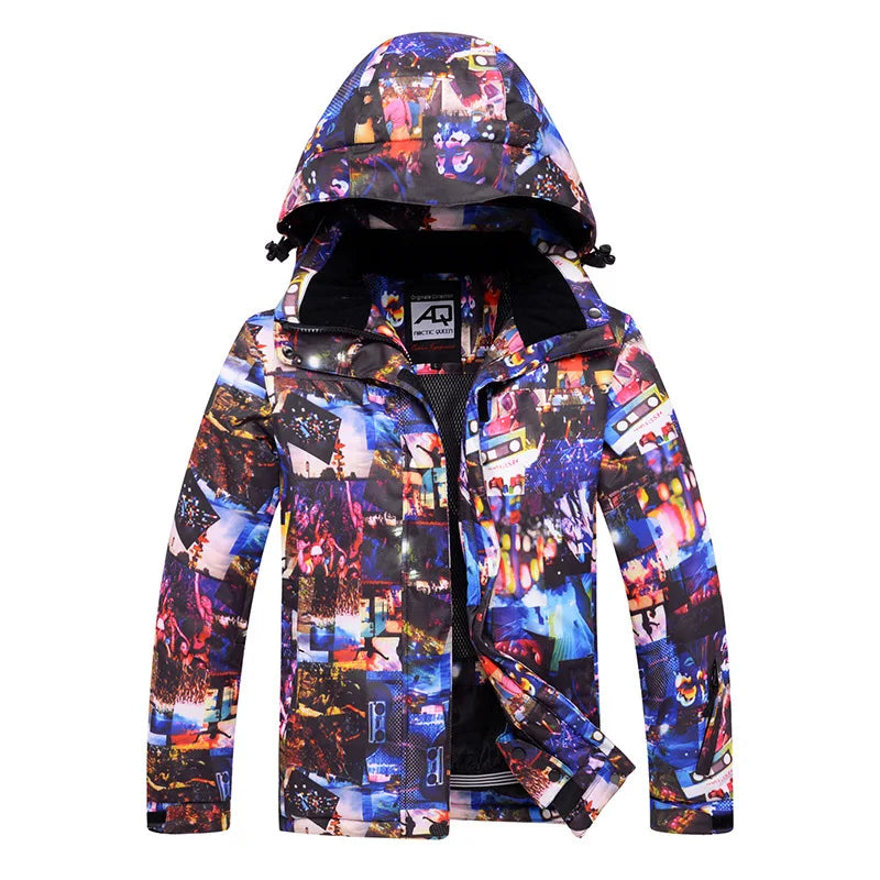 Unisex Outdoorjacke mit Kapuze, bunter Druck